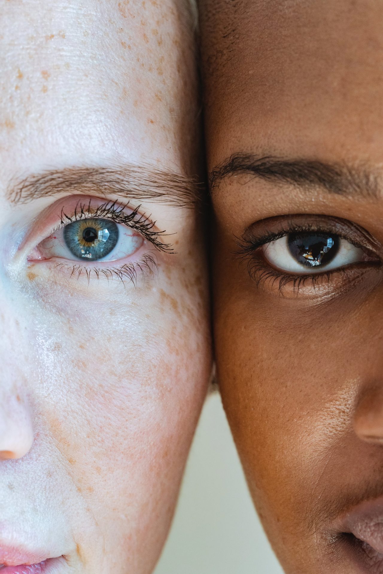 Two calm faces side by side — guided meditation for every kind of mind