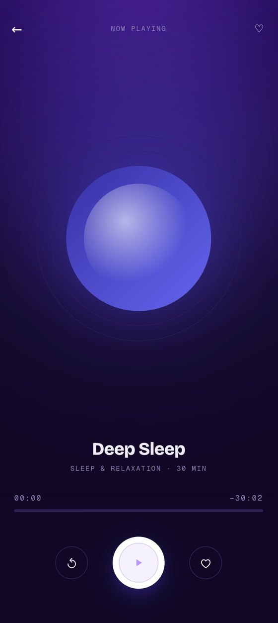 FRQNCY now playing screen for a deep sleep session